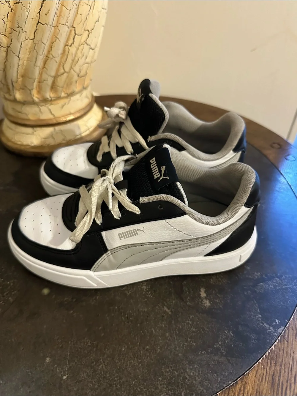 Puma Kids Black and White Low-Top Sneakers